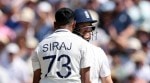 India's Mohammed Siraj, left, celebrates the dismissal of England's Ben Duckett, right, during the fourth day of the third cricket test match between England and India at Lord's cricket ground in London, Sunday, July 13, 2025.(AP Photo/Richard Pelham)