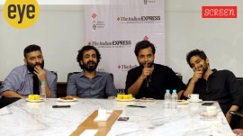 The Stolen movie team at The Indian Express, Mumbai, office. (Left to right) Producer Gaurav Dhingra, director Karan Tejpal and actors Abhishek Banerjee and Shubham Vardhan. (Photo: Ganesh Shirsekar)