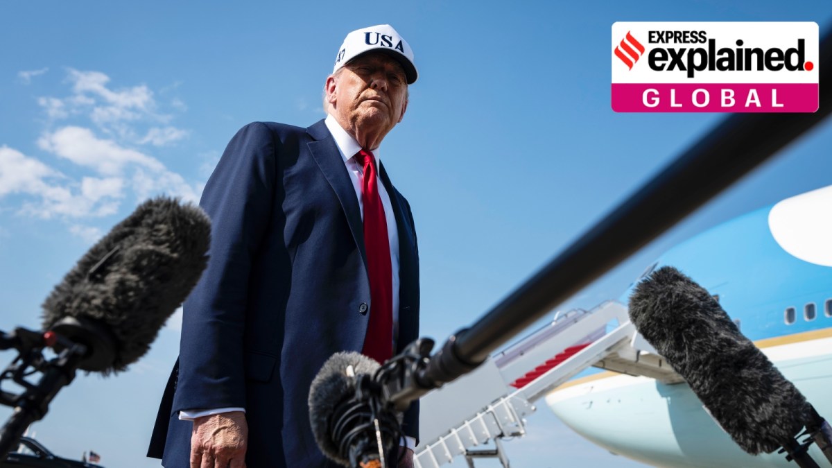 Trump speaks to reporters as he boards Air Force One.