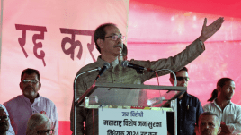 Protest at Azad Maidan against Public Safety Bill, Uddhav Thackeray reaches hunger strike site on Monday Express Photo By Ganesh Shirsekar