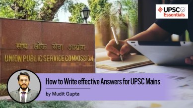 UPSC aspirant practicing answer writing for Mains 2025