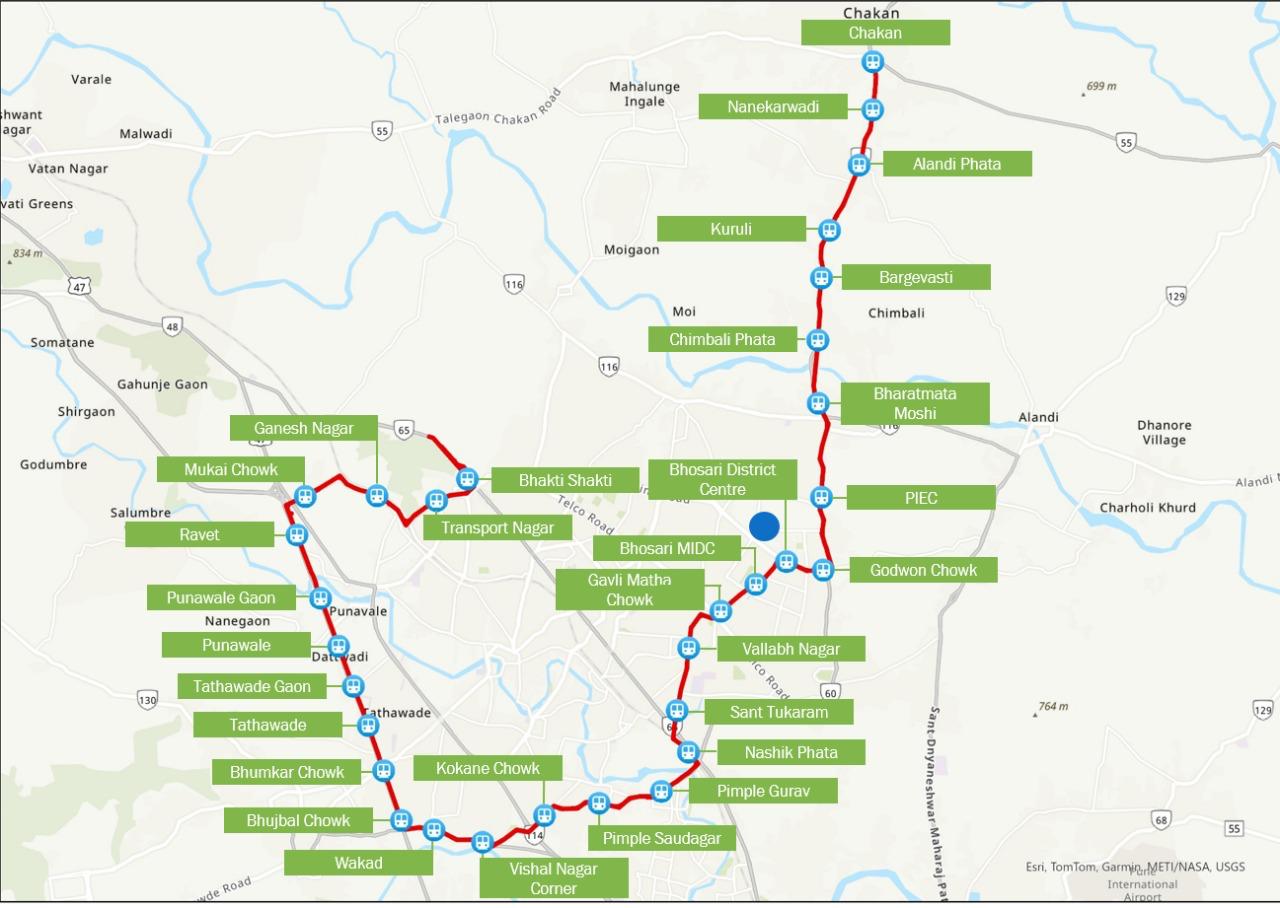 The Metro route named Bhakti Shakti-Wakad-Nashik Phata-Chakan is designed to run at a maximum speed of 80 km per hour. I