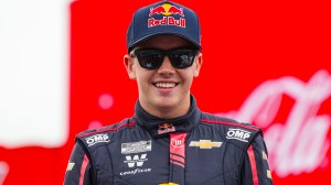Connor Zilisch smiles prior to a NASCAR Cup Series auto race at Charlotte Motor Speedway, May 25, 2025, in Concord, N.C. (AP Photo)