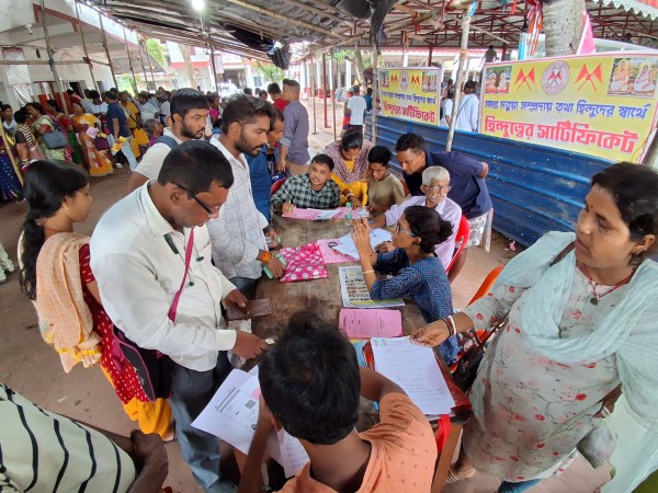 Thakurnagar Camp at North 24  Parganas issuing Matua Sect  and Hindu Certificate . Thakurnagar is the Headquarters of Matua Sect. (Express photo by Partha Paul)