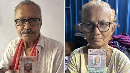 Apurba Chatterjee (67), Shanti Devi (60) with voter IDs