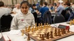 Bodhana Sivanandan, a 10-year-old British girl with Indian roots, is now the youngest girl to defeat a grandmaster. (PHOTO: Yuri Krylov via English Chess Federation.)