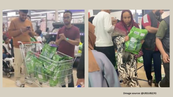 The Basmati rice was being sold at a heavily reduced price of 9.50 pounds per bag (Image source: @UB1UB2/X)