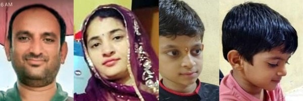 The deceased have been identified as Madan Kumar, 38, his wife Sangeetha, 33, their two children Nitish, 7, and Vihan, 5, and neighbour Suresh Kumar, 26. (Express Photo)
