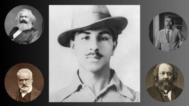 Bhagat Singh along with four authors who influenced him