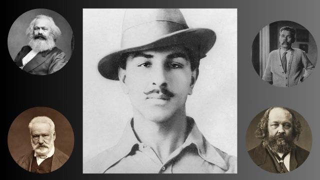 Bhagat Singh along with four authors who influenced him