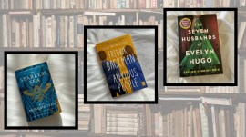 The book covers of Anxious People, The Seven Husbands of Evelyn Hugo, and The Starless Sea