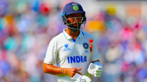 India's Cheteshwar Pujara walks off the pitch after being given out caught behind off the bowling of Australia's Pat Cummins on the fourth day of the ICC World Test Championship Final between India and Australia at The Oval cricket ground in London, Saturday, June 10, 2023. (AP Photo)