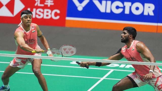 Satwik-Chirag had reached the quarterfinals by surviving a big scare against a Japanese pair ranked World No.89, saving a match point in Game 2 on Thursday. (BWF/Badminton Photo)