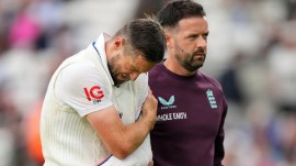 England pacer Chris Woakes was taken off the field due to a shoulder injury during IND vs ENG 5th Test. (AP)