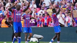 Crystal Palace players during Community Shield final against Liverpool. (AP)