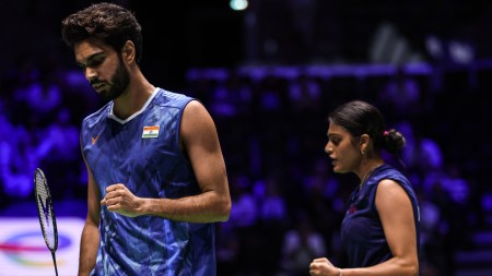 Dhruv Kapila & Tanisha Crasto in action during their R16 win against Hong Kong China at the BWF World Championships 2025 in Paris. (Photo: BWF/BadmintonPhoto)