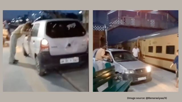 The man has been identified as Sandeep Dhaka, who, according to officials, was under the influence of alcohol when the incident occurred (Image source: @Benarasiyaa/X)