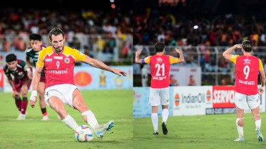 East Bengal FC's Dimitrios Diamantakos scored a brace against Mohun Bagan during Durand Cup 2025 quarterfinals. (EBFC/X)