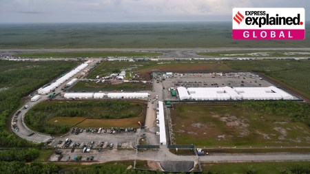 Work progresses on "Alligator Alcatraz," at Dade-Collier Training and Transition facility in the Florida Everglades, on July 4, 2025.