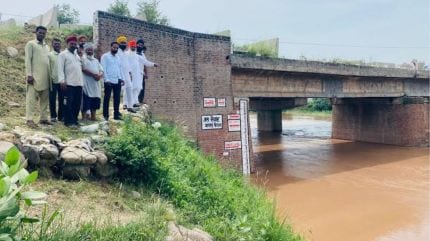 Ghaggar river in Patiala on Friday afternoon.