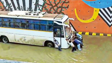 Punjab waterlogged roads, Haryana waterlogged roads, Chandigarh waterlogged roads, Punjab, Haryana, Chandigarh, Indian express news, current affairs