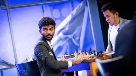 Both players were coming off losses in their opening rounds, with Gukesh stumbling against R. Praggnanandhaa and Abdusattorov losing to Levon Aronian. (Picture Credit: Grand Chess Tour/Lennart Ootes)