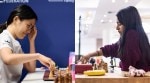 L-R: China's Hou Yifan and India's Divya Deshmukh in action. (FIDE)