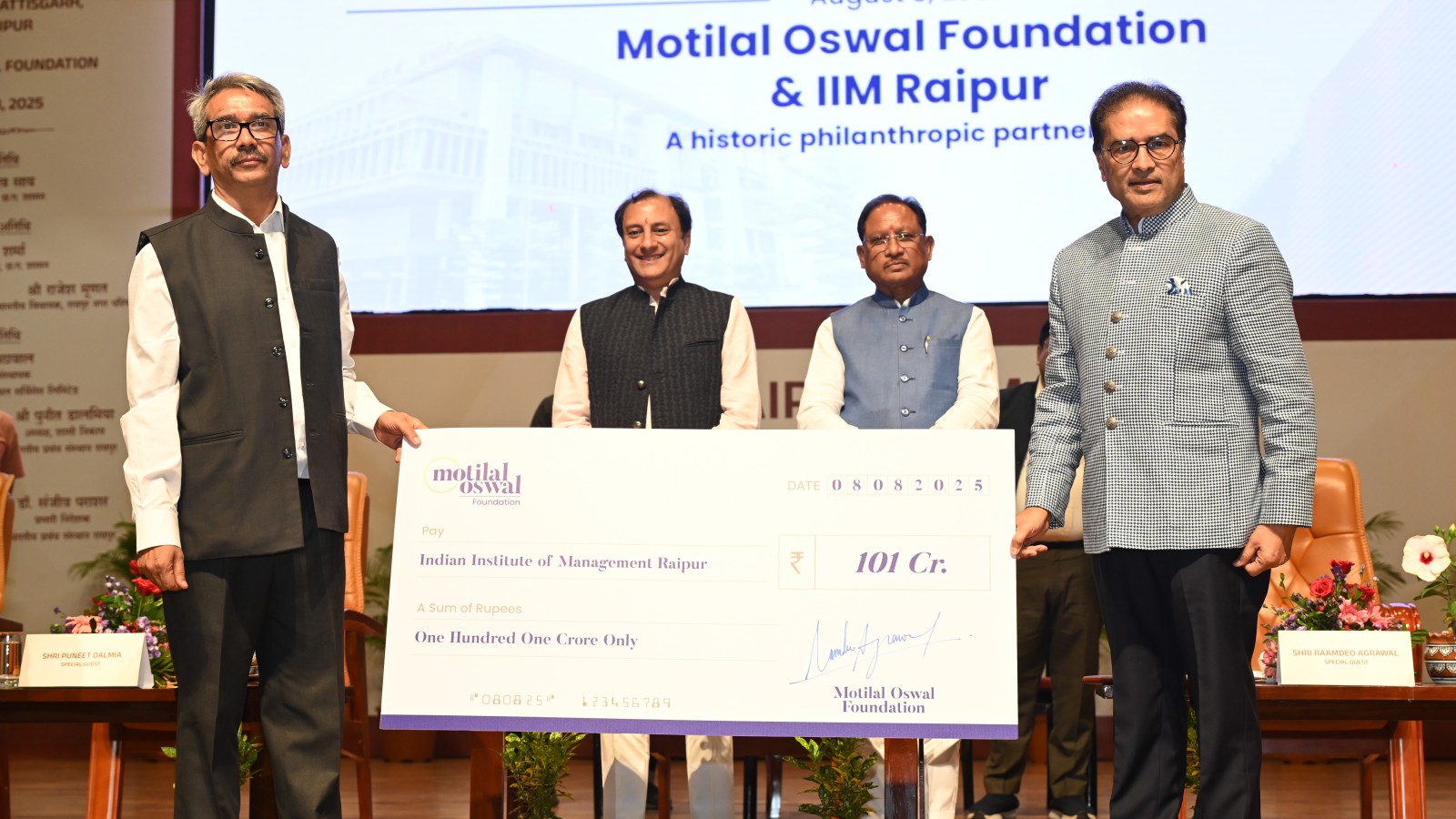 IIM Raipur, NIT Raipur to receive Rs 172 crore from Motilal Oswal Foundation