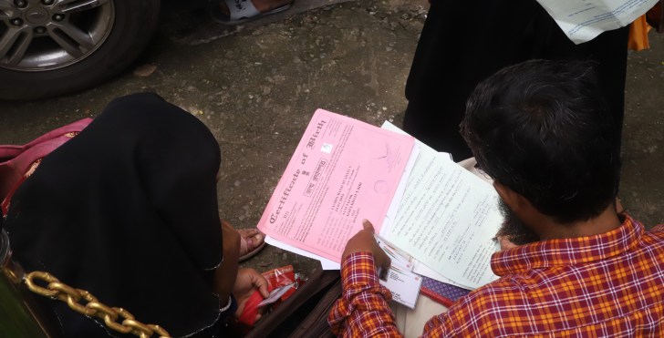 People pour in to fill up birth certificate forms in Berhampore. (Express photo by Chayan Majumdar)