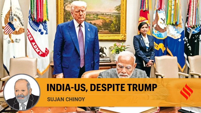 Prime Minister Narendra Modi signs the visitor's book in the presence of US President Donald Trump, at The White House in Washington. (ANI Photo)