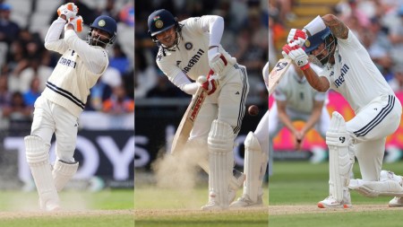 India's Ravindra Jadeja, Shubman Gill and KL Rahul during Anderson-Tendulkar Trophy against England. (AP)