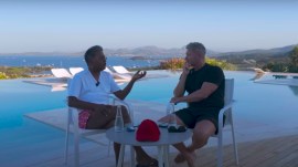 Former IPL commissioner Lalit Modi gives an interview to ex-Australian cricketer Michael Clarke at Modi's home in Sardinia. (Screengrab via Beyond23 Cricket Podcast YouTube)