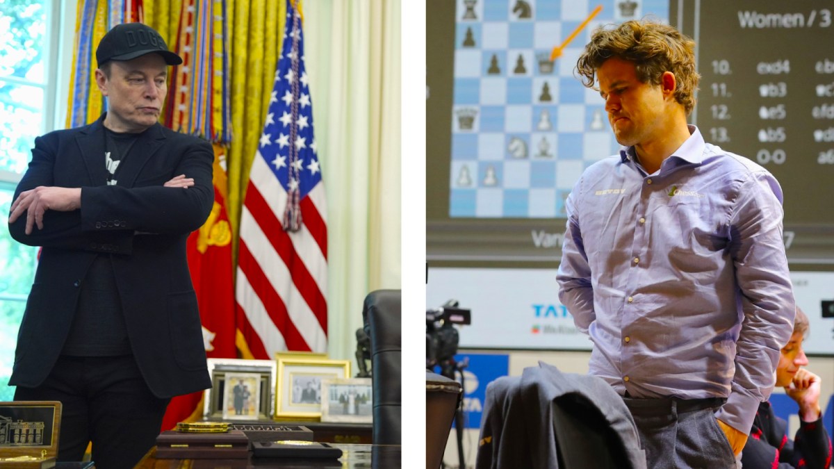 As Elon Musk's Grok 4 made blunder after blunder in the final, five-time world champion Magnus Carlsen was at hand to commentate -- and laugh -- at the errors. (PHOTOS: AP, Partha Paul/Express Photos)