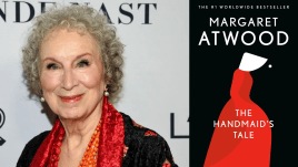 A copy of Margaret Atwood’s The Handmaid’s Tale, one of several classics removed from Edmonton public school libraries under Alberta’s new book ban rules.