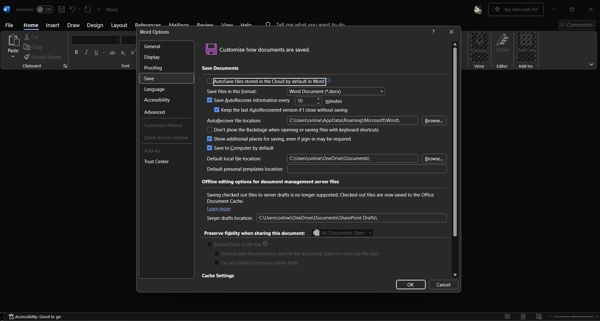 Here's how to turn off Microsoft Word's automatic cloud backup feature.