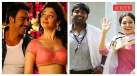 Tamannaah Bhatia with Ajay Devgn in Himmatwala, and with Vijay Sethupathi in Dharam Durai.