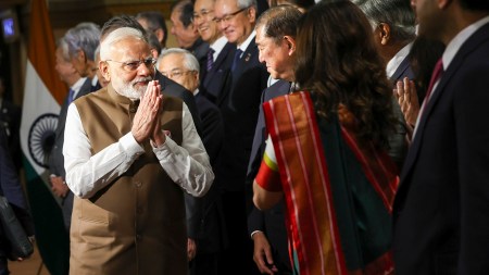 Prime Minister Narendra Modi with his Japanese counterpart Shigeru Ishiba during the India-Japan Economic Forum in Tokyo on Friday