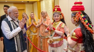Prime Minister Narendra Modi being welcomed upon his arrival in Tokyo on Friday