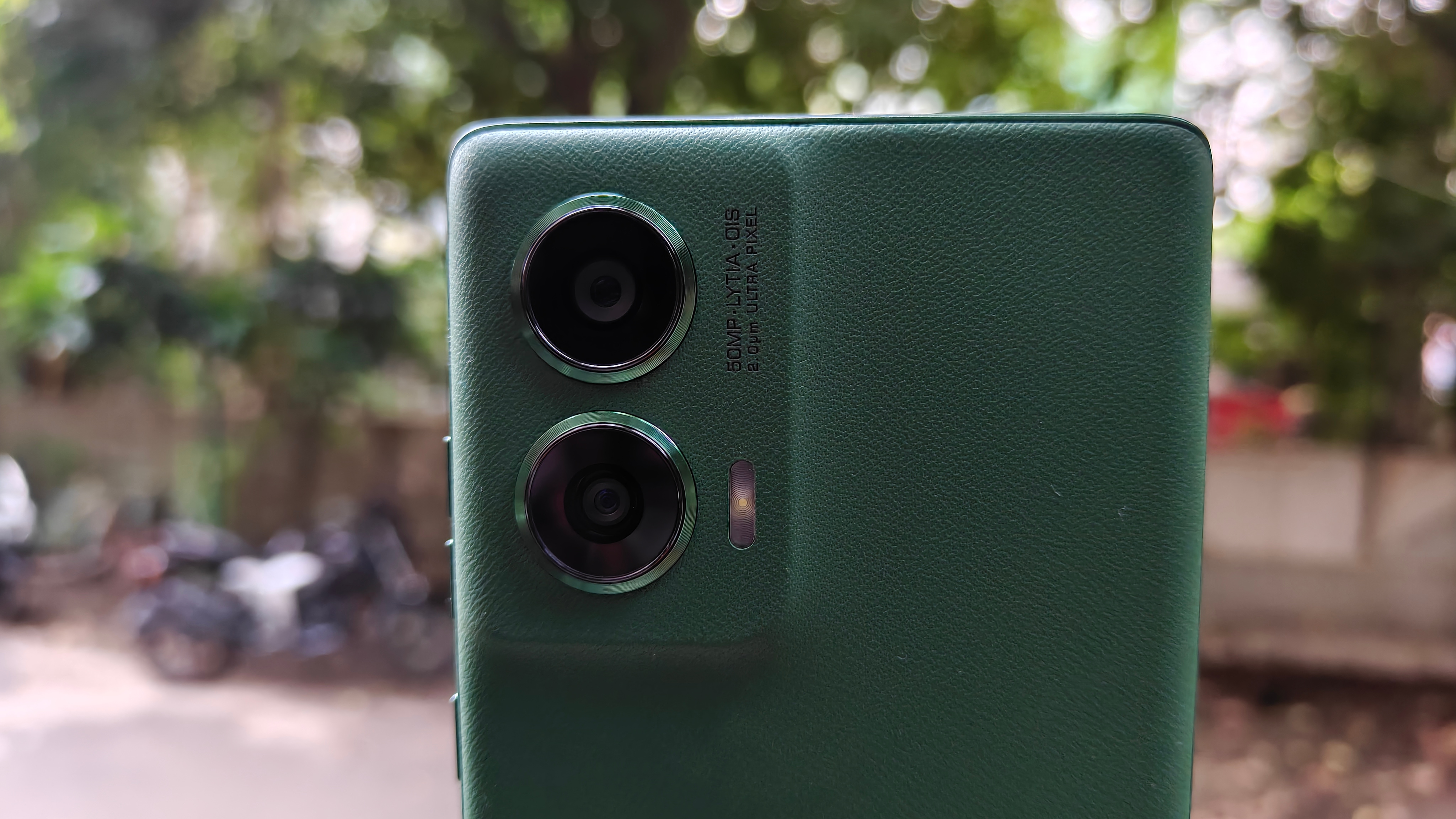 The camera island also gets the faux leather treatment.