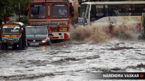 Flooded roads of Navi Mumbai after heavy rainfall
