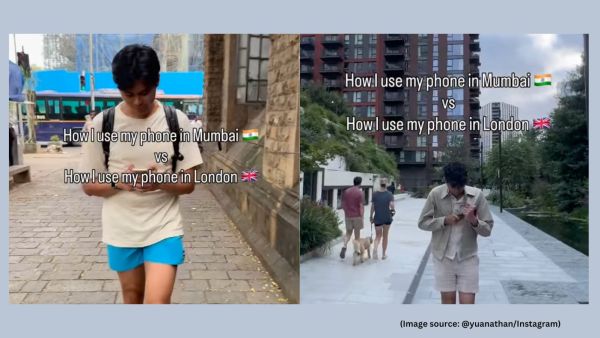 The viral video shows him relaxed and carefree when using his phone in Mumbai (Image source: @yuanathan/Instagram)