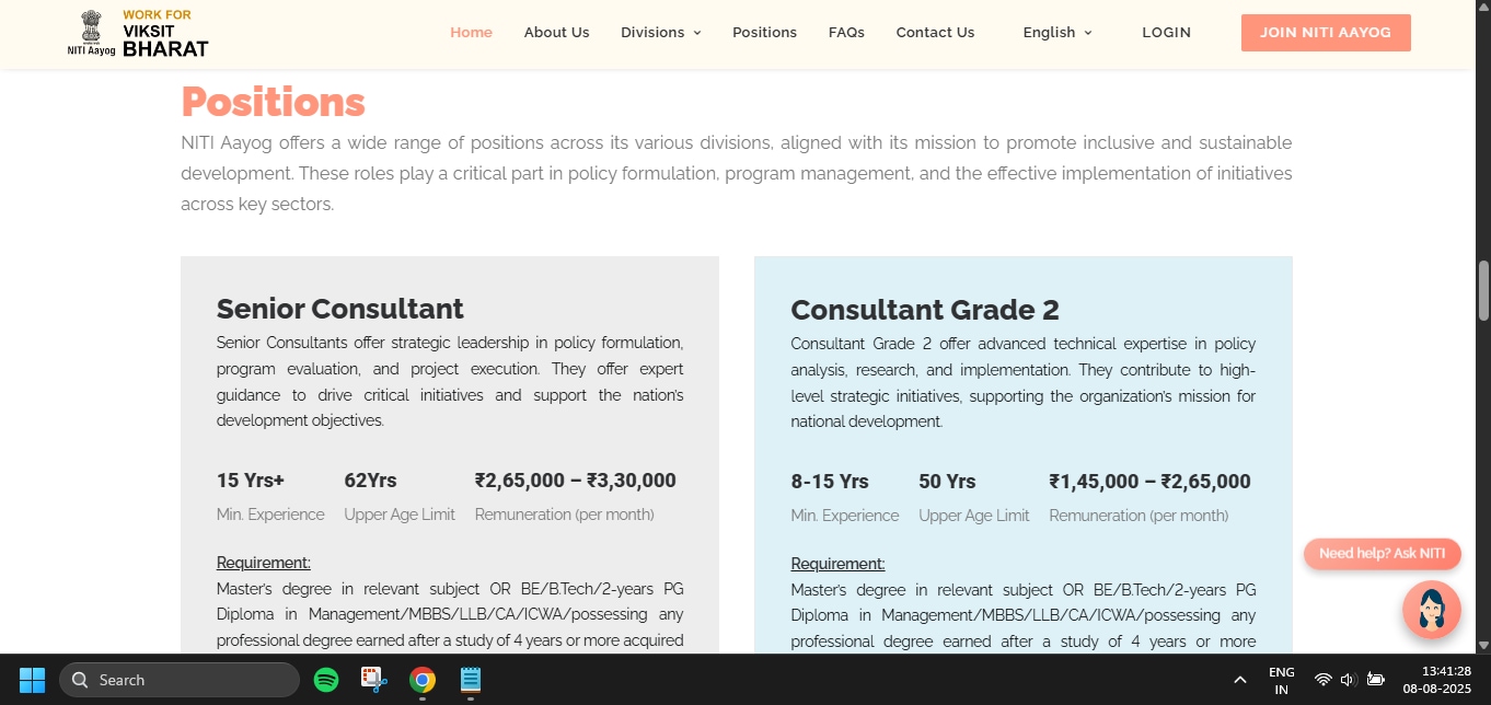 NITI Aayog launches ‘Work for Viksit Bharat’ portal to recruit professionals across sectors; where and how to apply