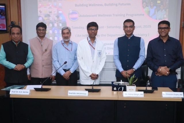 Director CBSE, officials AIIMS at the inaugural session (Photo credit: CBSE)