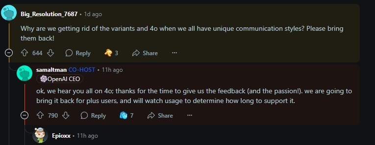 OpenAI CEO Sam Altman and other team members recently held an AMA session on Reddit.