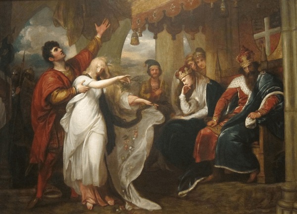 Hamlet, Act IV, Scene V (Ophelia Before the King and Queen), Benjamin West, 1792. (Wikimedia Commons) 