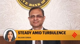 RBI Governor Sanjay Malhotra ahead of the monetary policy press conference in Mumbai on Wednesday. (Express Photo: Amit Chakravarty)