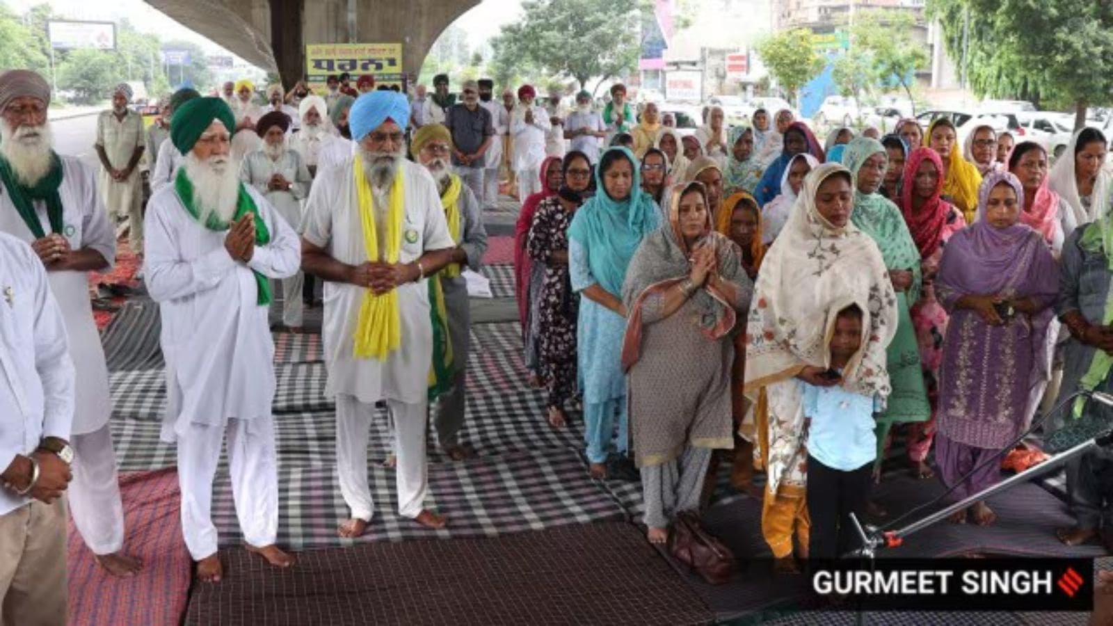 "Ardass" being performed during the "Pakka Dharna " against Land Pooling policy outside the GLADA office in Ludhiana on Friday.