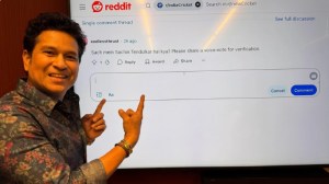 Sachin Tendulkar pointing at a fan's question during a Reddit AMA session on Monday. (PHOTO: Reddit/u/sachintendulkar)
