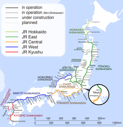 Shinkansen Map (as of 2024). Wikimedia Commons