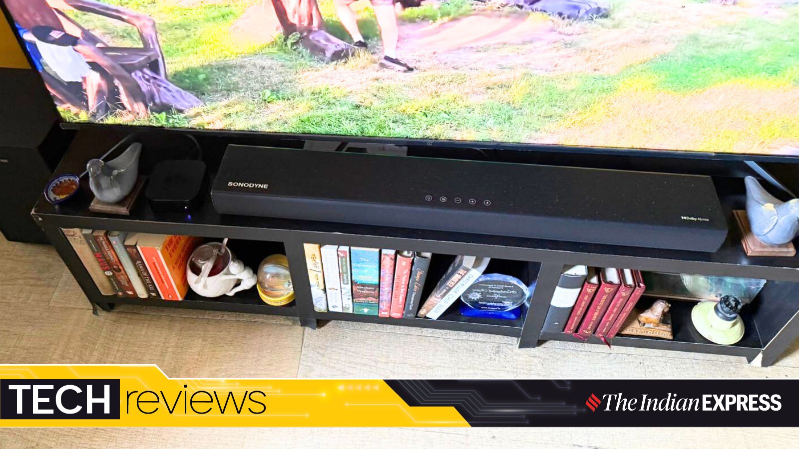 The Sonodyne Sama 5000 and its wireless subwoofer bring immersive Dolby Atmos sound to your living room setup. (Image: Nandagopal Rajan/The Indian Express)